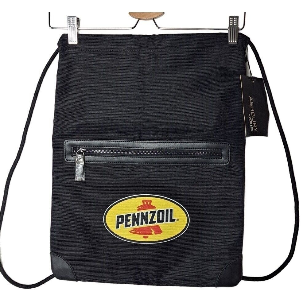 Ashbury‎ Pennzoil Cinch Pack Drawstring Backpack Gym VTG w/ Tags Racing Black